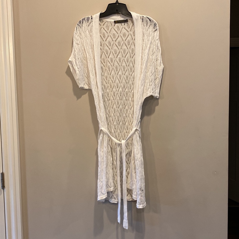 Outback Red, from The Limited long white lacy tied cardigan - Picture 7 of 8